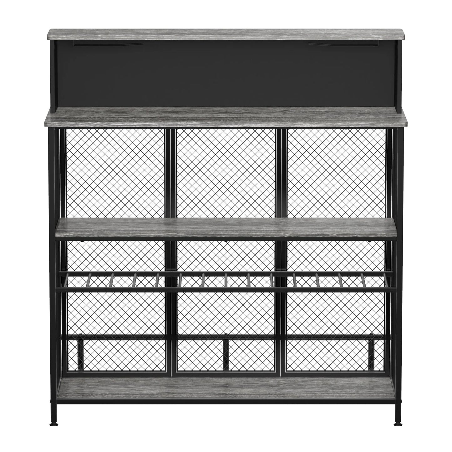 Stylish GDLF Mini Home Bar Cabinet with Storage & Footrest in Wood Gray