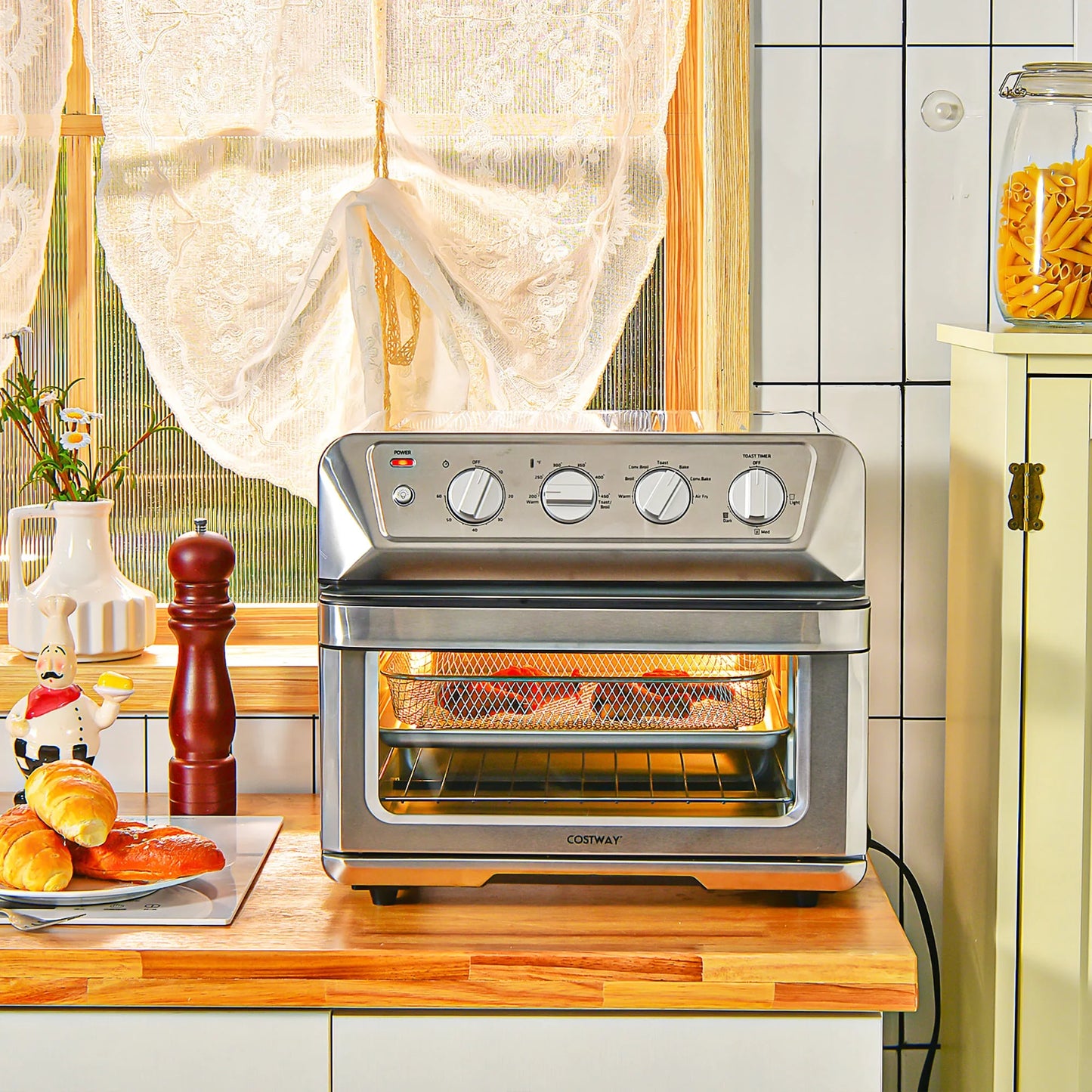 Costway 21.5QT Air Fryer Toaster Oven 1800W Countertop Convection Oven W/ Recipe