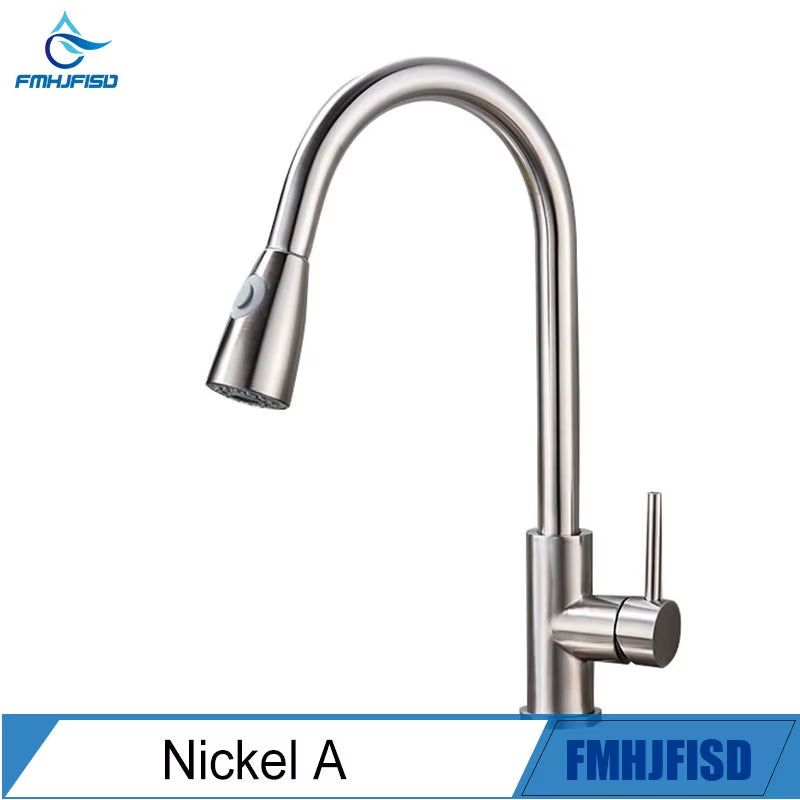 Kitchen Faucet Brushed Gold Pull Out Kitchen Sink Water Tap Single Handle Mixer Tap 360 Rotation Kitchen Shower Faucet