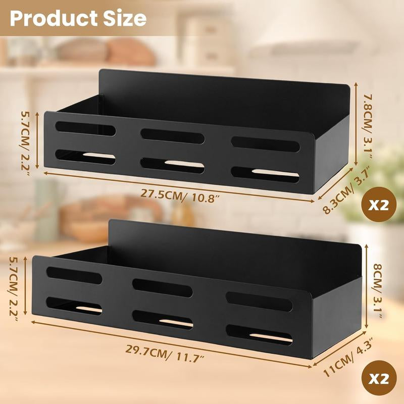 Black Metal Magnetic Rack, Suitable for Spices. for Kitchen Refrigerator and Oven Magnetic Spice Rack