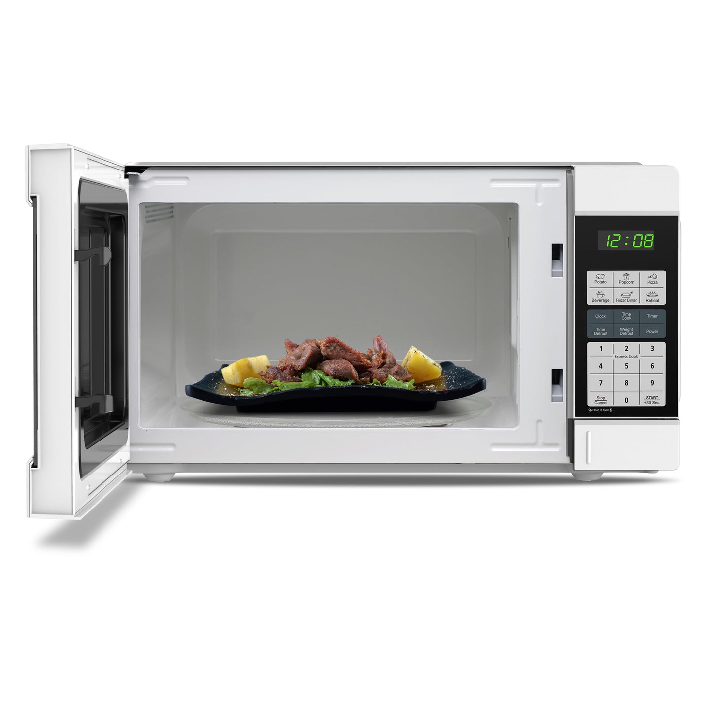 Impecca 1.1 Cubic Feet Microwave, Sleek Countertop Design, White