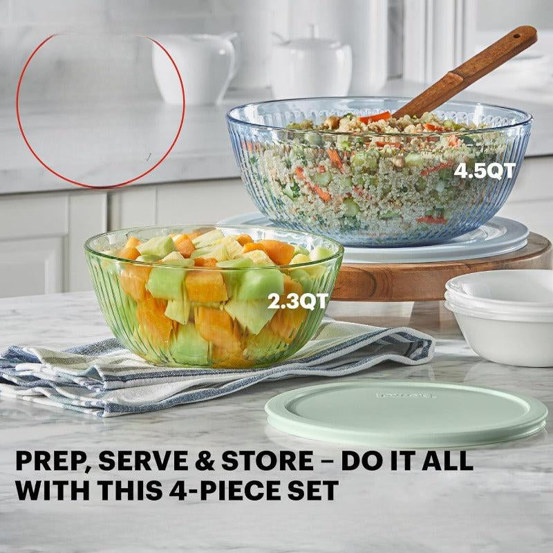 4-Piece Sculpted Tinted Mixing Bowl Set with Lids for Enhanced Kitchen Efficiency