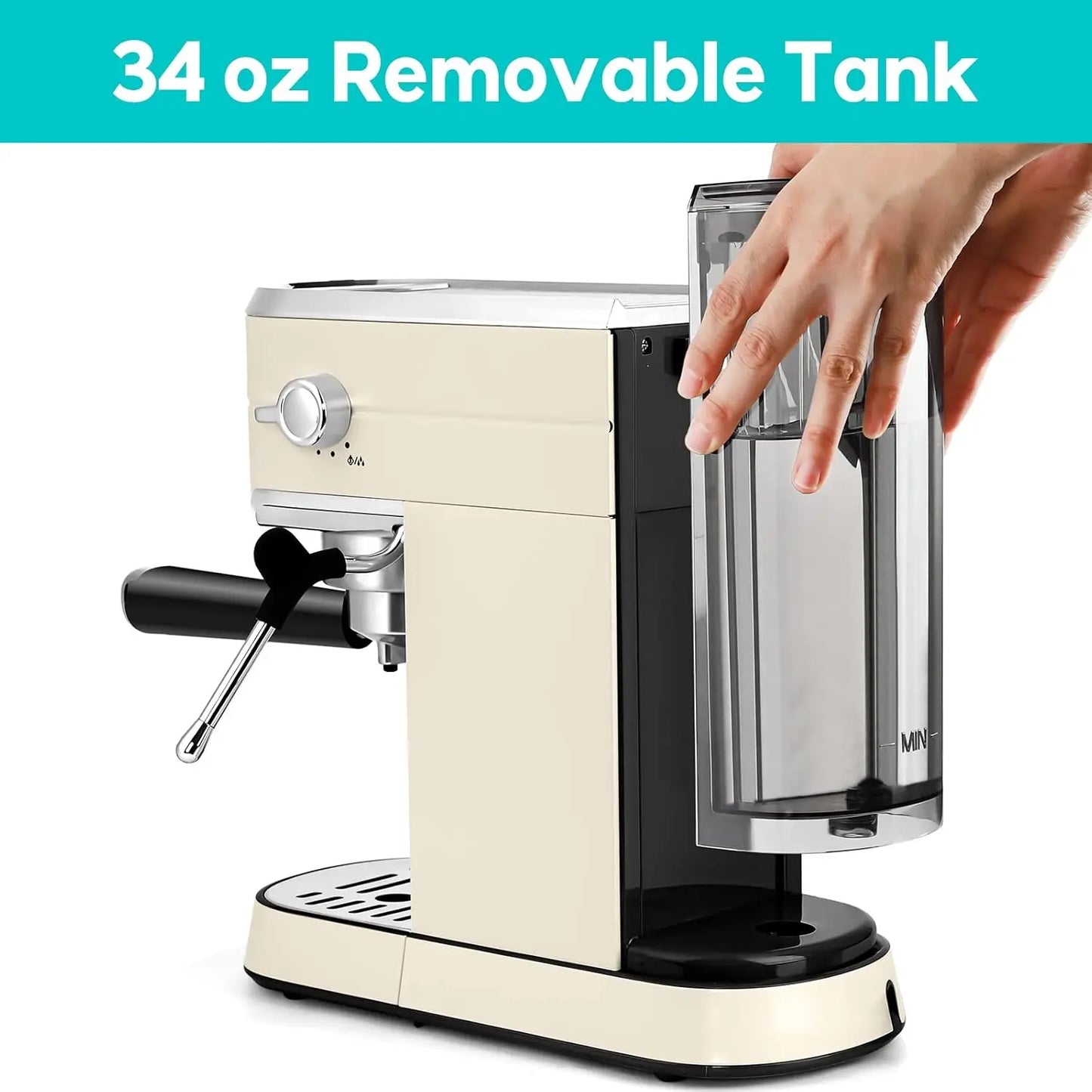 Espresso Maker with Milk Frother Steam Wand, Stainless Steel Espresso Coffee Machine