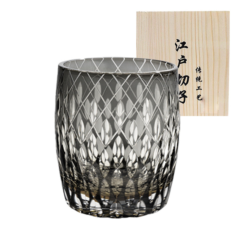 Color: Transparent Plastic Cut Cup - Japanese-style Edo Crystal Glass Whisky Tumbler