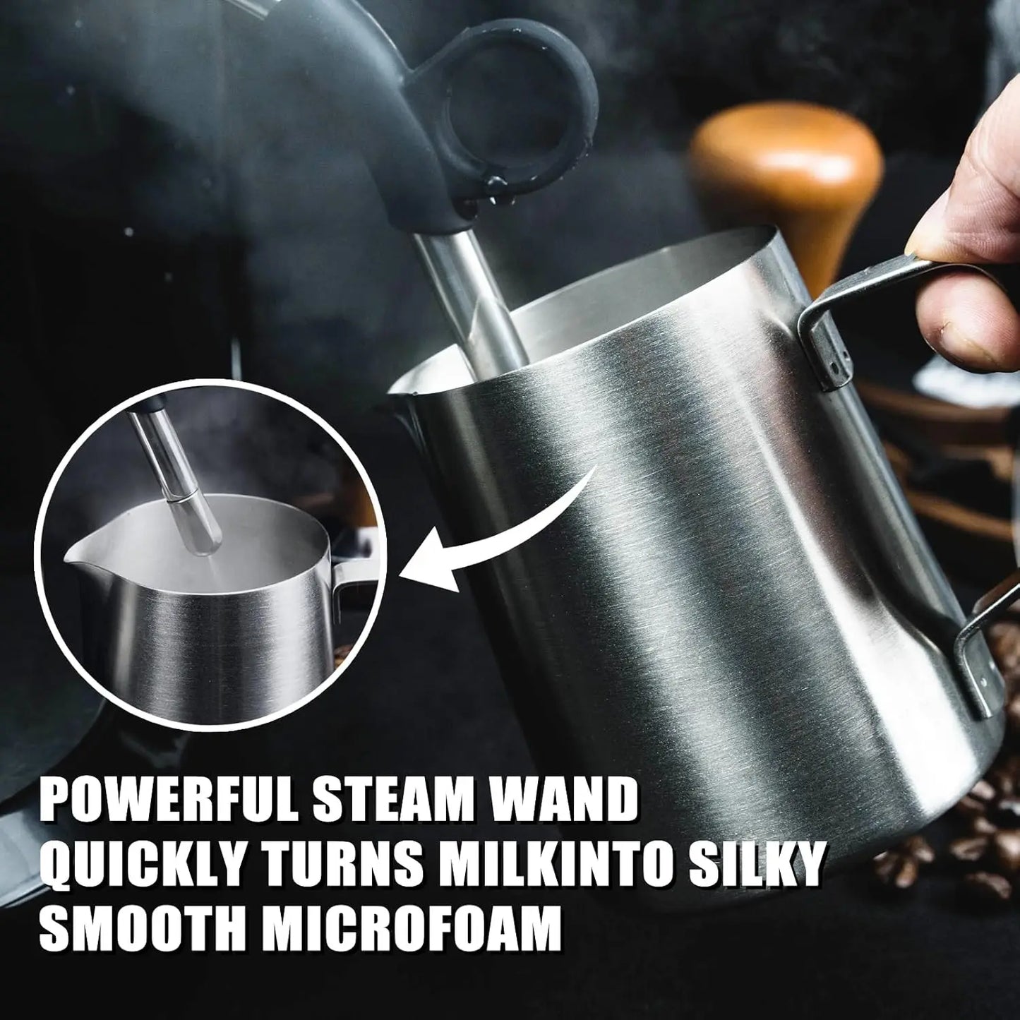 Espresso Machine 15 Bar, Coffee Maker With Milk Frother Steam Wand, Built-In Bean Grinder, Combo Cappuccino Machine