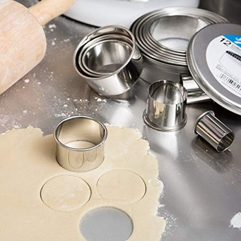 Professional 12-Piece Aluminum Round Cutter Set for Baking (6 Sizes)