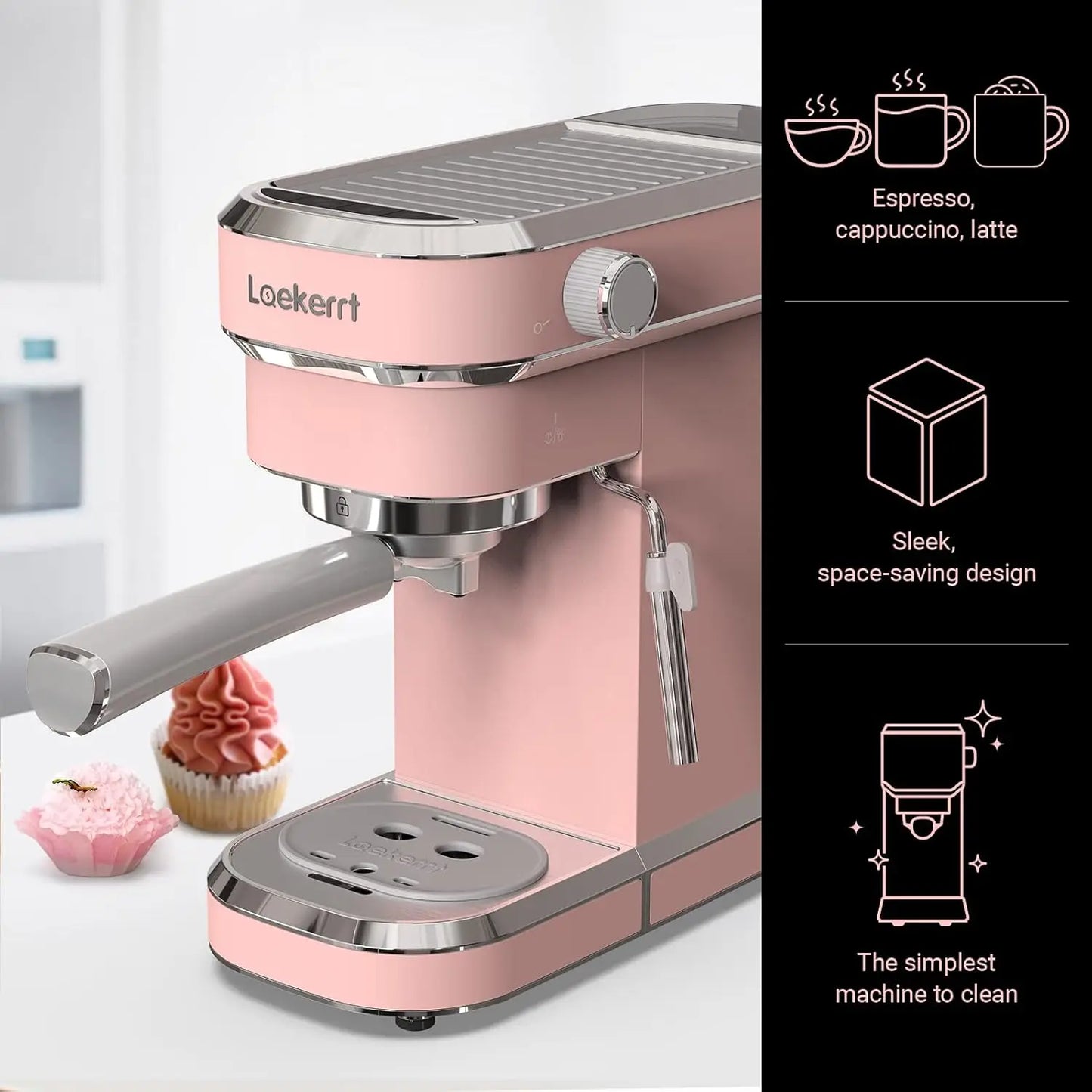 Professional Espresso Machine 20 Bar, Espresso Maker with Milk Frother Steam Wand, Stainless Steel Home Coffee Machines