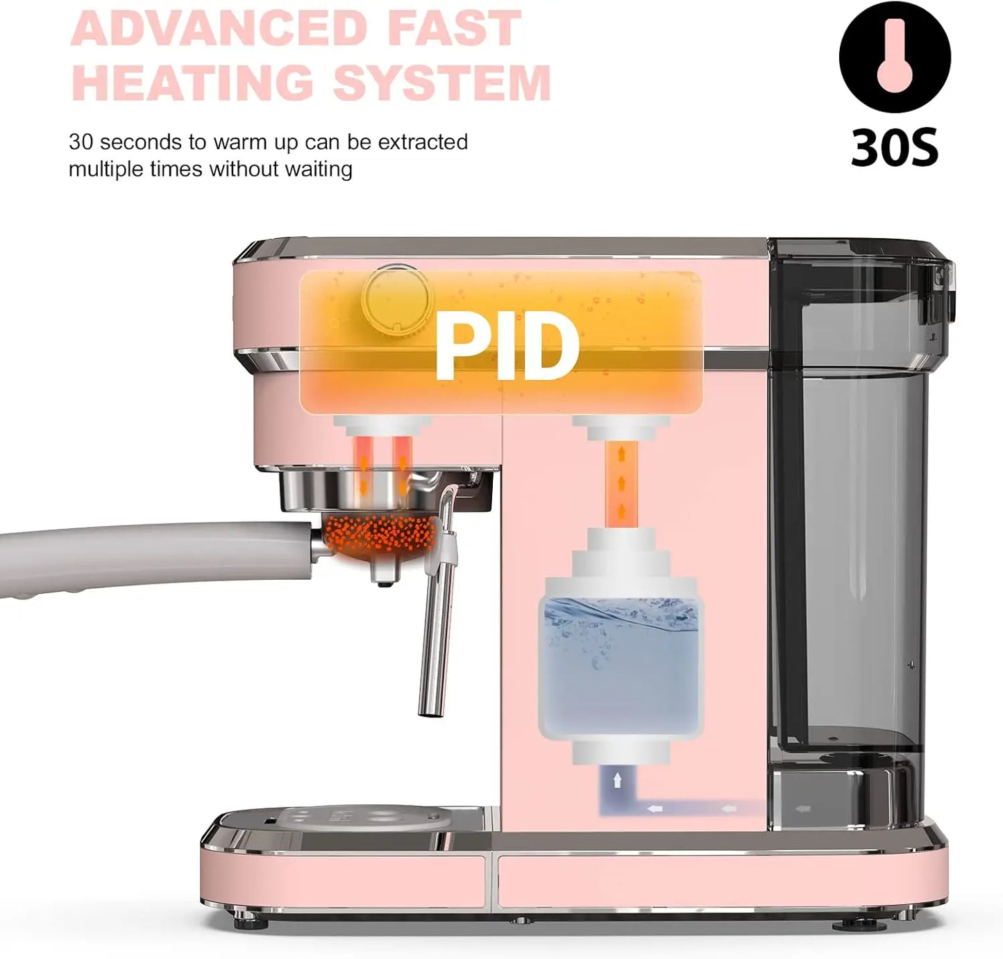 Professional Espresso Machine 20 Bar, Espresso Maker with Milk Frother Steam Wand, Stainless Steel Home Coffee Machines