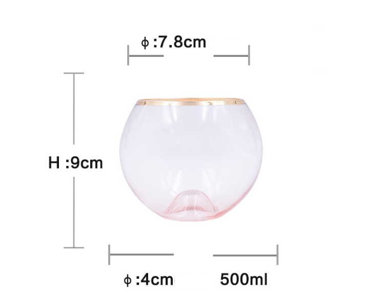 Color: Pink, Size: 500ml - Glass wine glass
