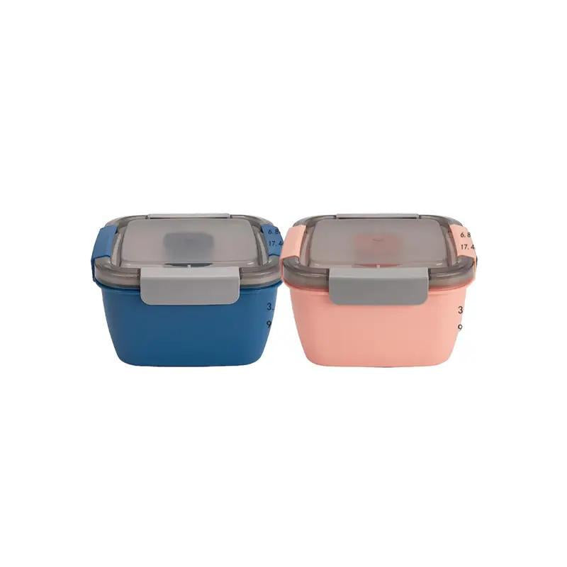 Household Essentials Portable 2 Layer Compartment Lunch Box with Fork, All-In-One Lunch Containers with 3 Compartments & Sauce Container, Lunch Storage Container, Kitchen Accessories, Kitchen Gadgets, Summer for Gift