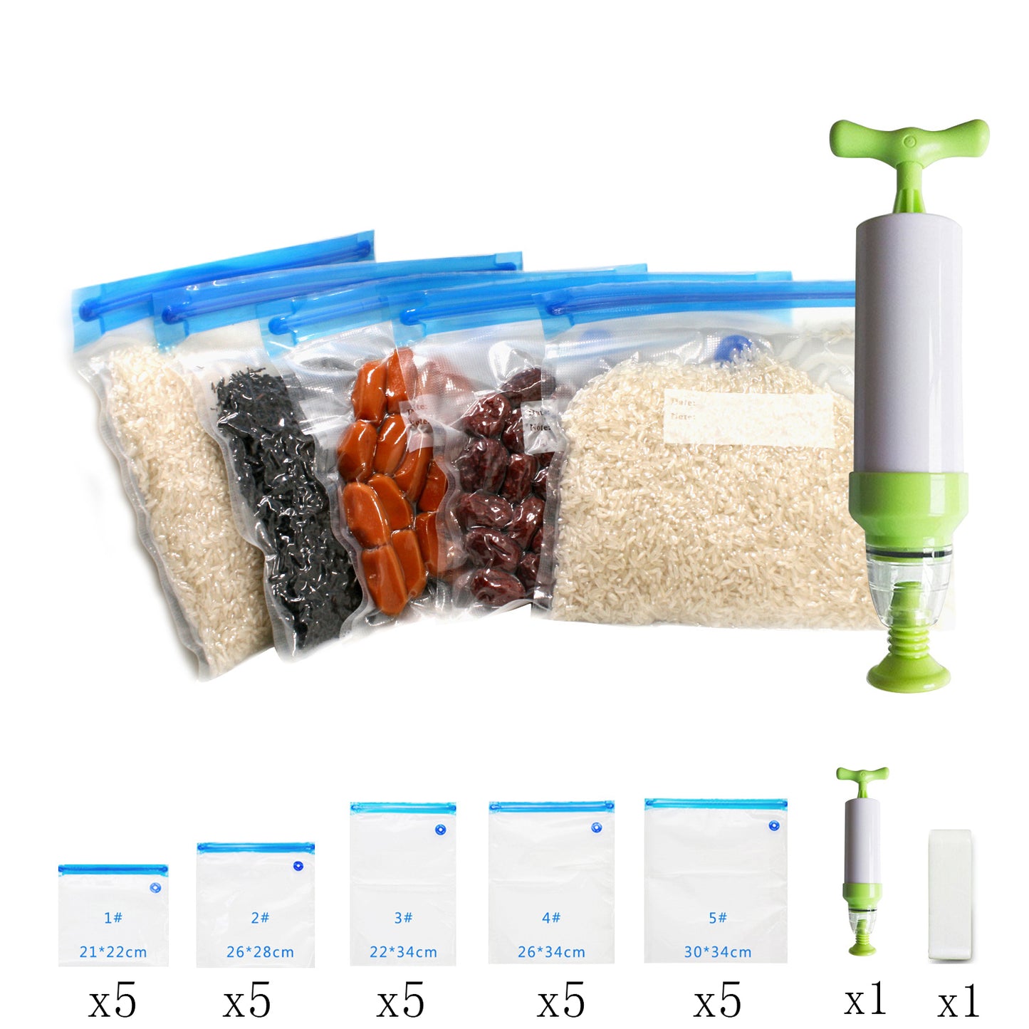 style: 25pieces zipper bag pump - Food Grade Air Valve Vacuum Compression Fresh-keeping Bag