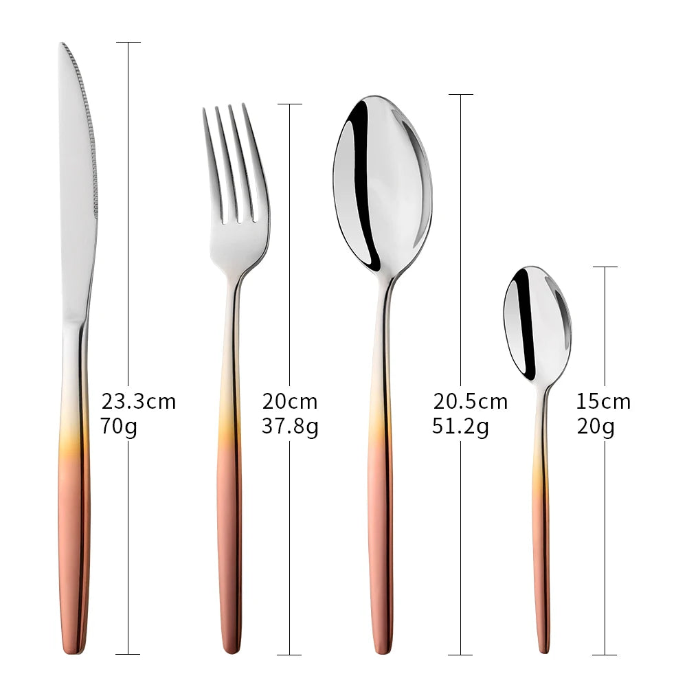 Rainbow Flatware Set Gold Cutlery Sets Stainless Steel Flatware Restaurant Dinnerware Set Tableware Spoon And Fork Set