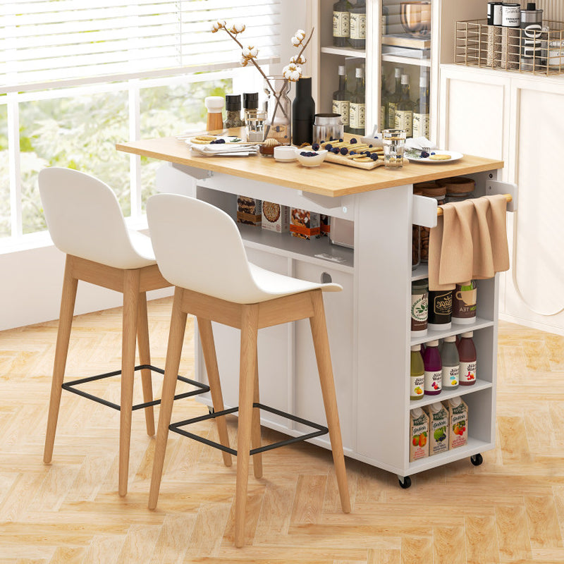 Mobile Kitchen Island Cart with Integrated Power Outlet for Dining Spaces