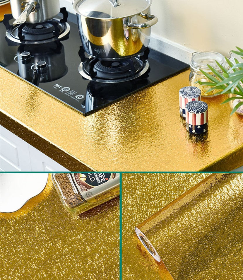 Style: Gold1, Size: 60x1000 - High Temperature Resistant Aluminum Foil Wall Kitchen Sticker
