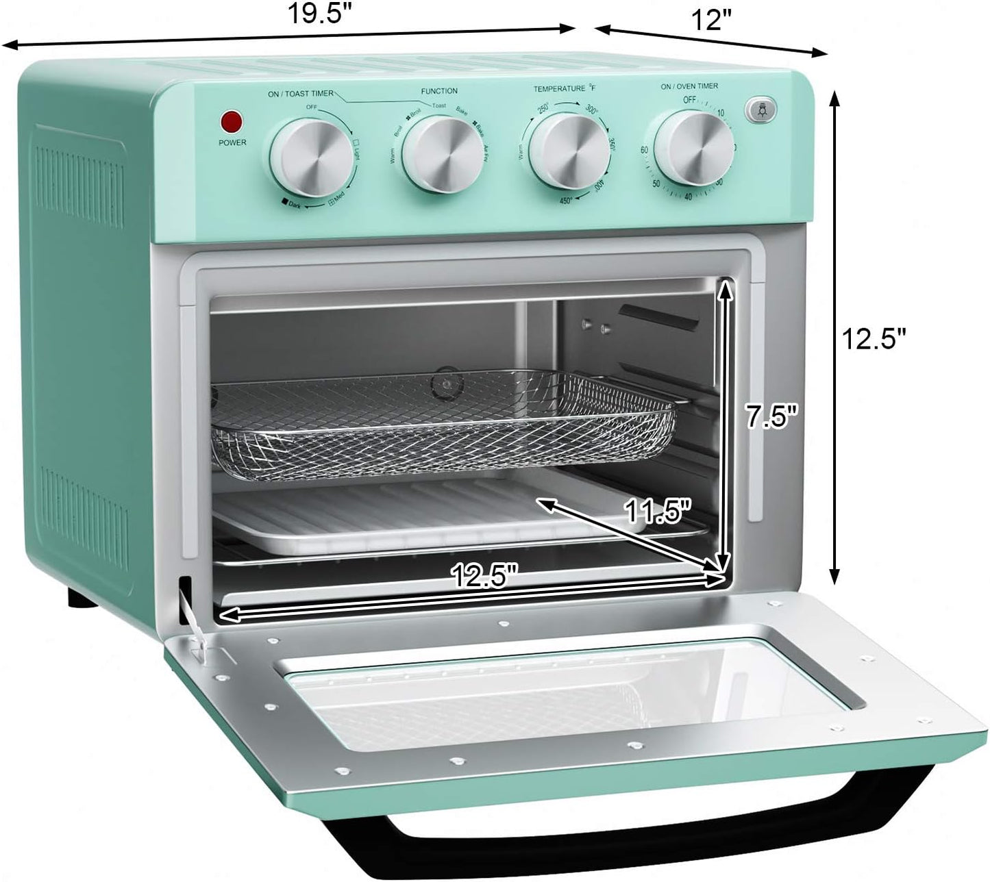 COSTWAY 7-in-1 Convection Toaster Oven with Air Fryer - 1550W Multi-Function Oven with Timer, Temperature Control & 5 Accessories