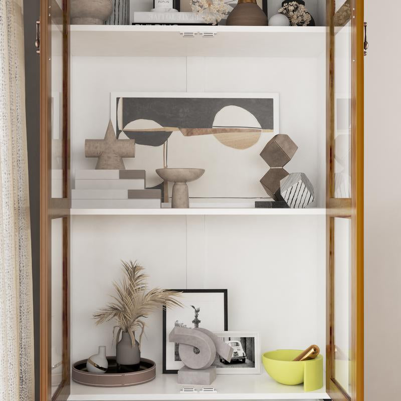 FUFU&GAGA Tall Bookshelf Display Cabinet with Acrylic Glass Doors