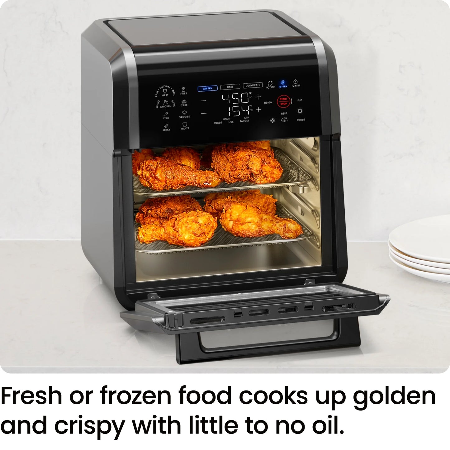 Chefman Exacttemp 12 Qt Air Fryer, Black - Automatic Shutoff, Digital Display