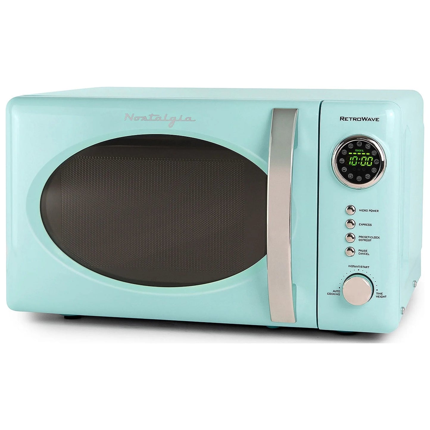Nostalgia 0.7 Cu. Ft. 700-Watt Countertop Microwave Oven in Aqua, Model RMO7AQ