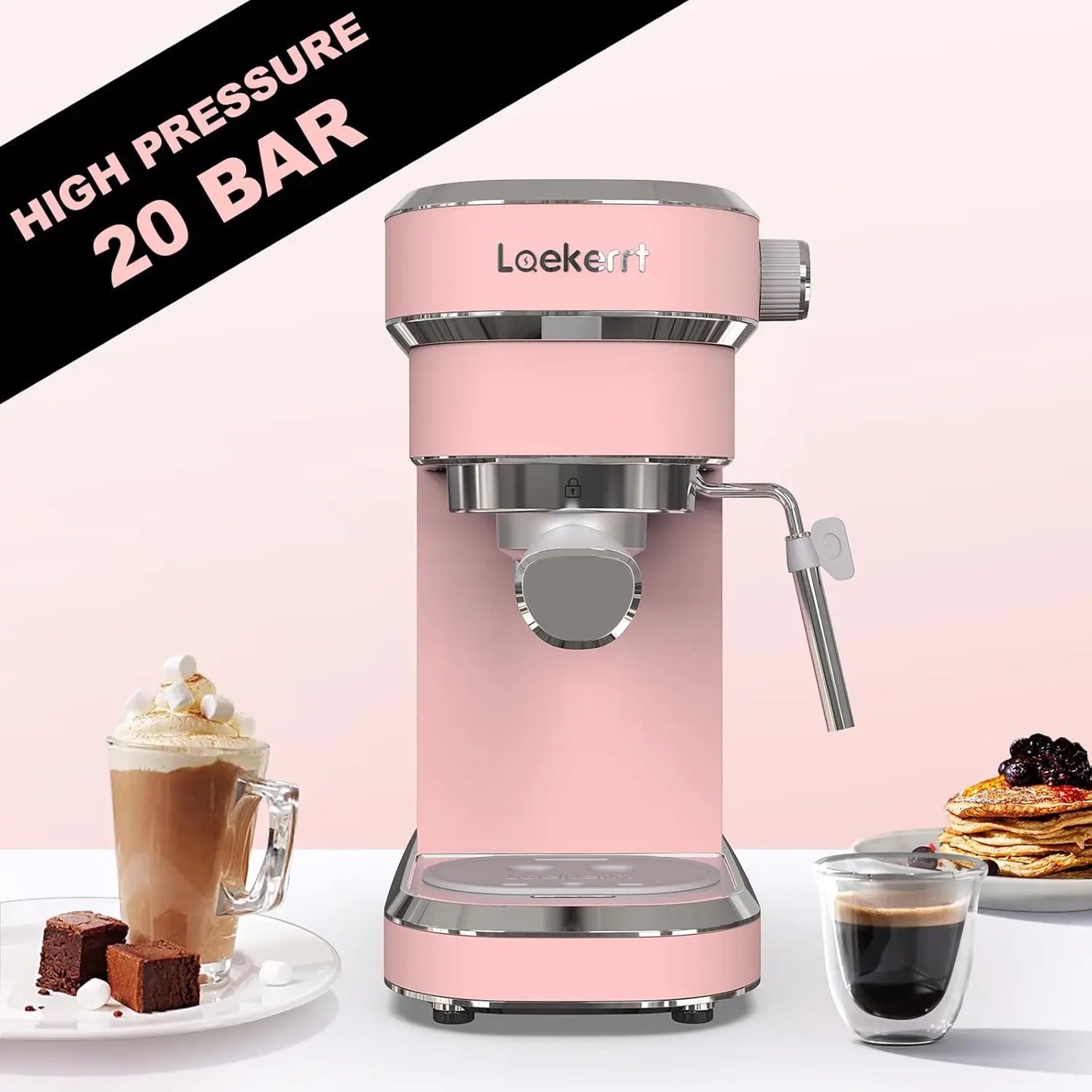 Professional Espresso Machine 20 Bar, Espresso Maker with Milk Frother Steam Wand, Stainless Steel Home Coffee Machines