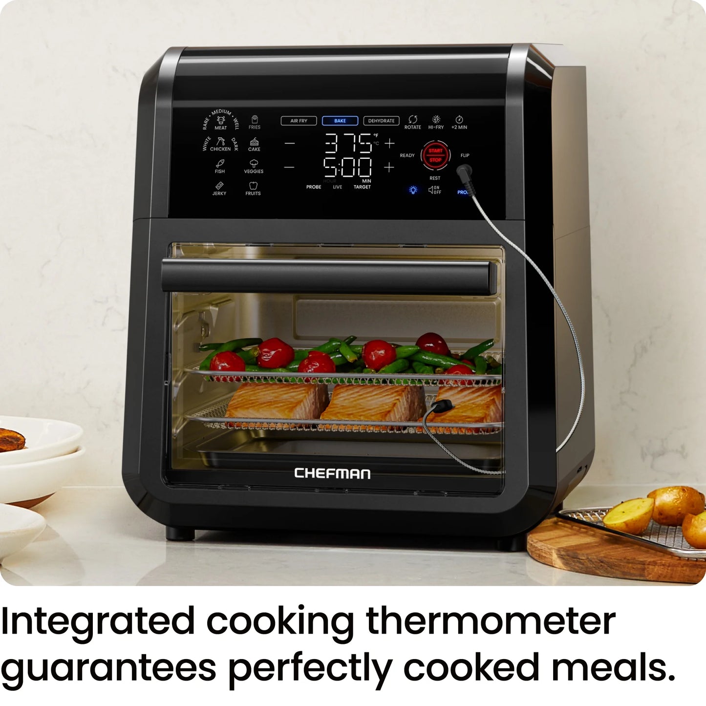 Chefman Exacttemp 12 Qt Air Fryer, Black - Automatic Shutoff, Digital Display