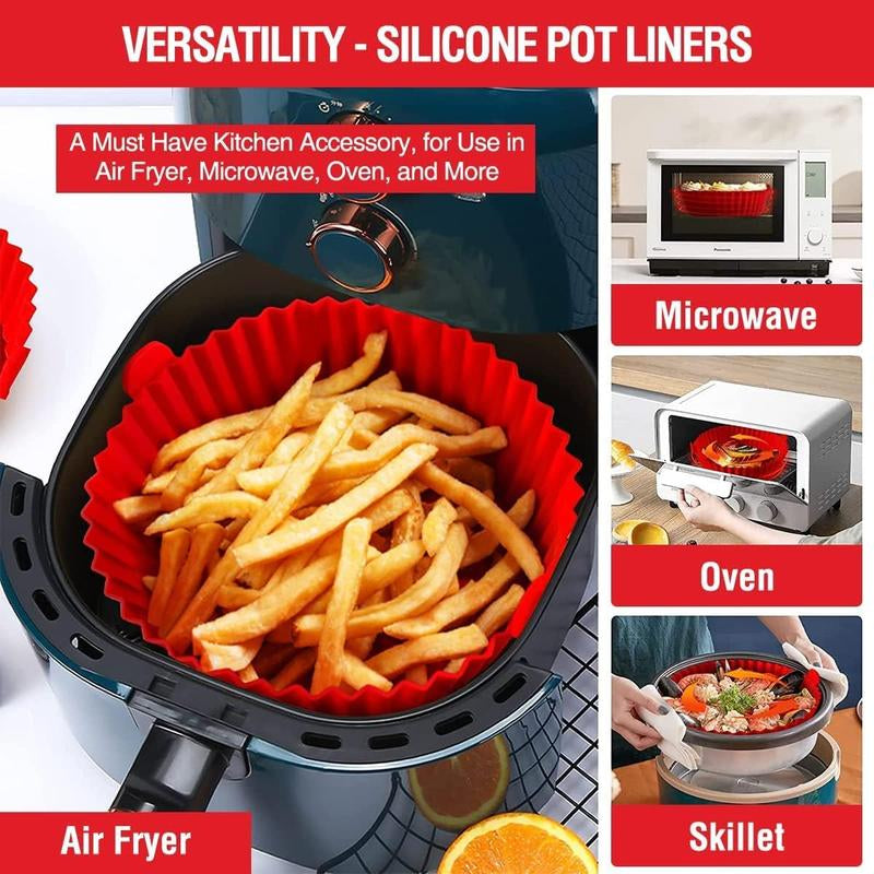 Air Fryer Silicone Liner, 2Pcs Reusable Air Fryer Replacement Basket, Fits 3 to 5 QT Air Fryer, Kitchen Gadgets, Kitchen Accessories, Kitchen Utensils