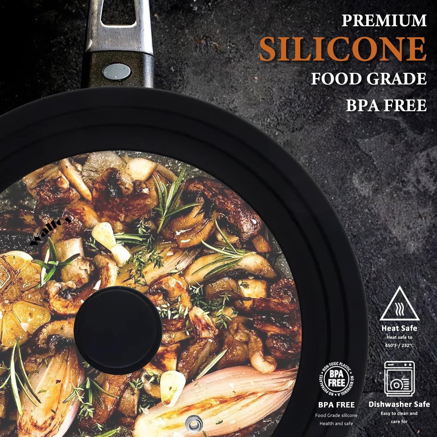Versatile Universal Lid for Pots, Pans & Skillets - Fits 6.5", 7", & 8" Cookware - Durable Tempered Glass with Heat-Resistant Silicone Rim