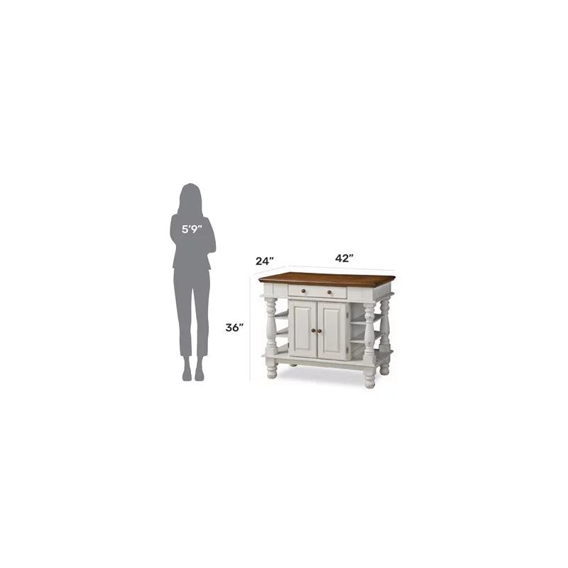 Homestyles Americana off White Wood Kitchen Island with Storage and Open Shelves