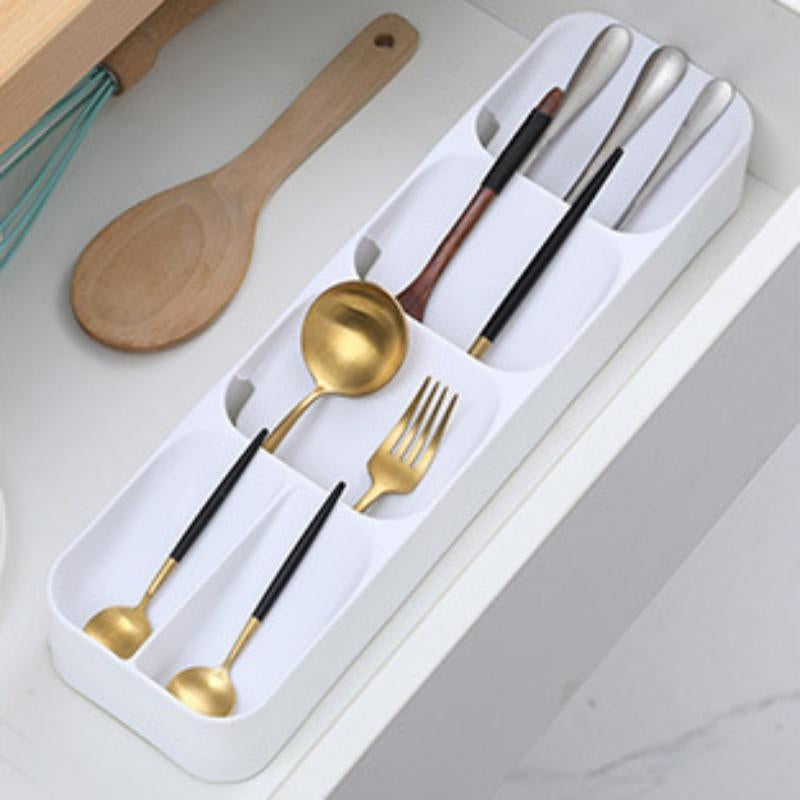 Multi Grid Cutlery Divider Organizer, 1 Count Multifunctional Knife and Fork Compartment Storage Box, Drawer Storage Tray for Kitchen, Summer Kitchen Accessories, Summer for Gift, Kitchen Gadgets