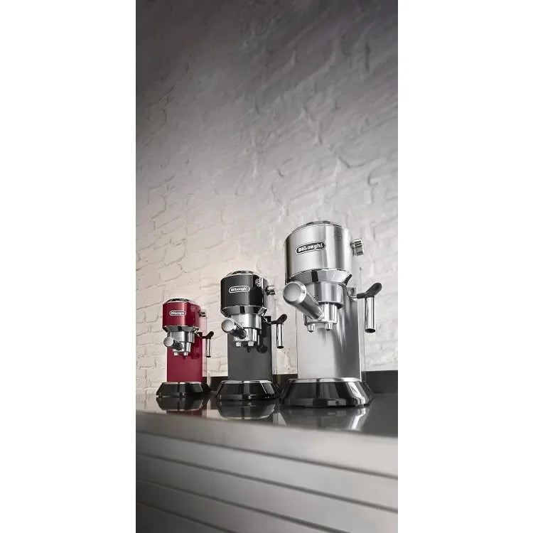 Dedica EC680M, Espresso Machine, Coffee and Cappucino Maker with Milk Frother, Metal / Stainless, Compact Design 6 in Wide