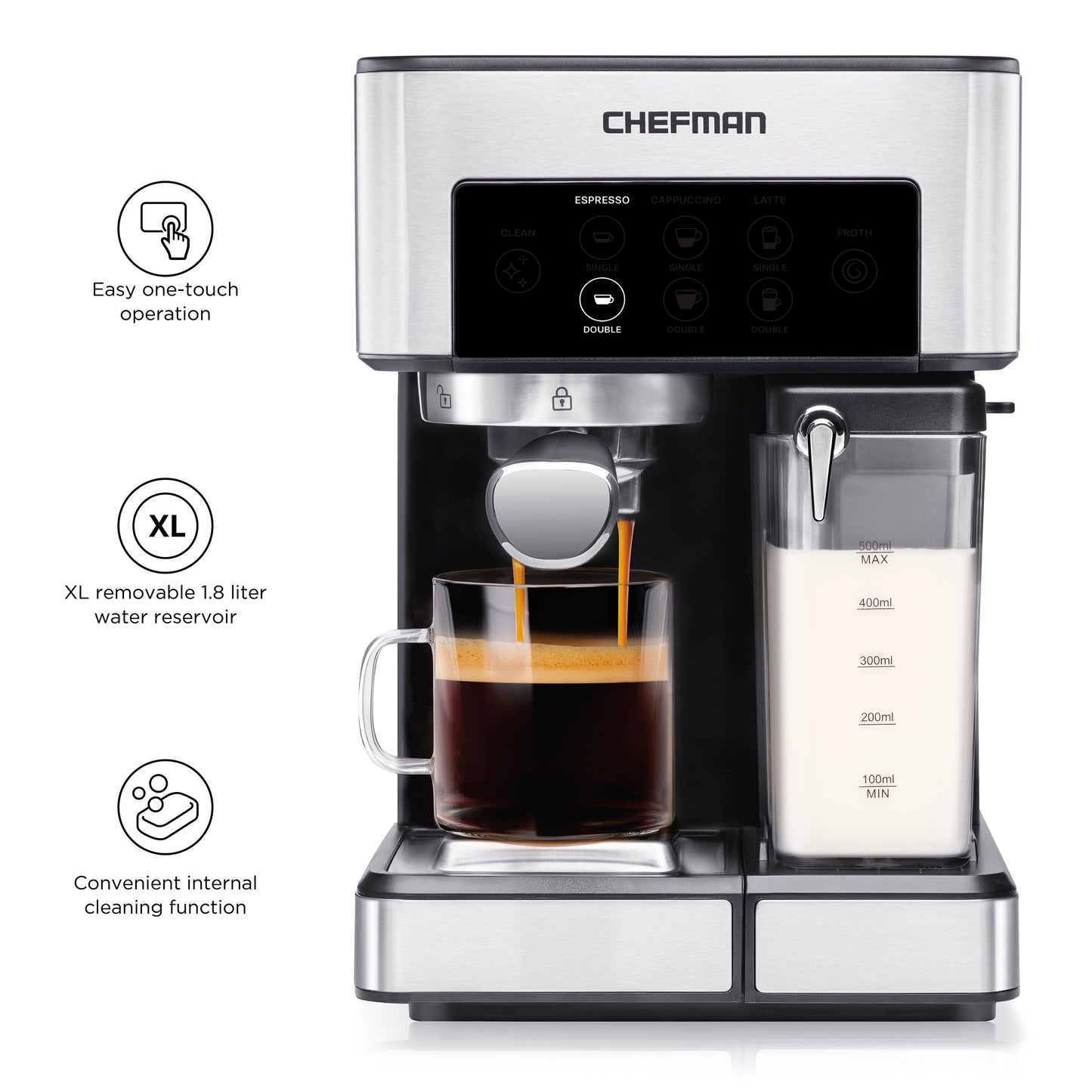 Chefman 1.8L Barista Pro Espresso Machine in Stainless Steel