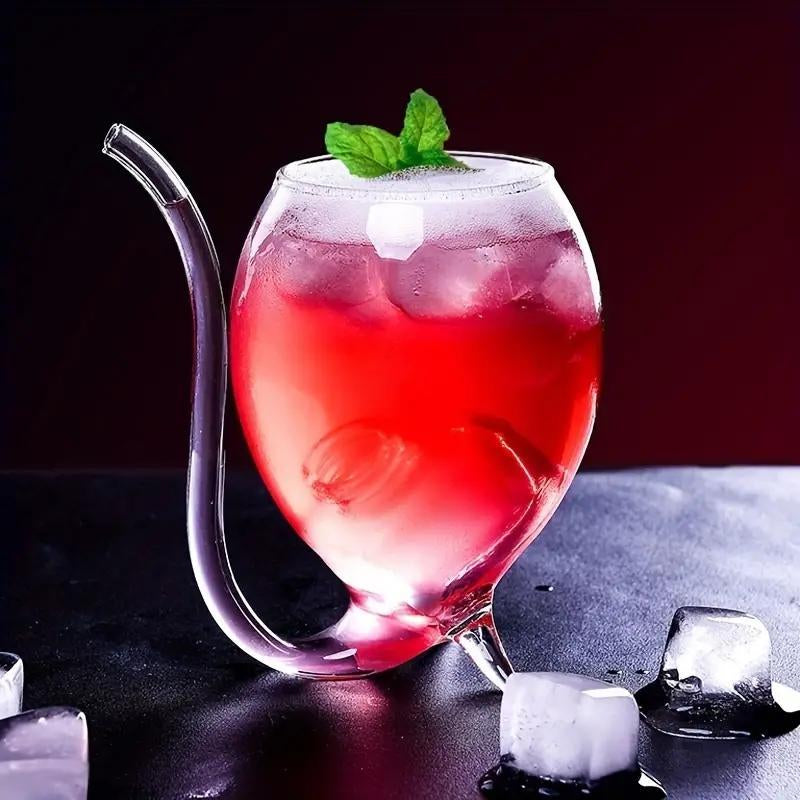 Personalized Creative Vampire Wine Glass with Integrated Straw - Essential Bar Accessory and Summer Drinkware