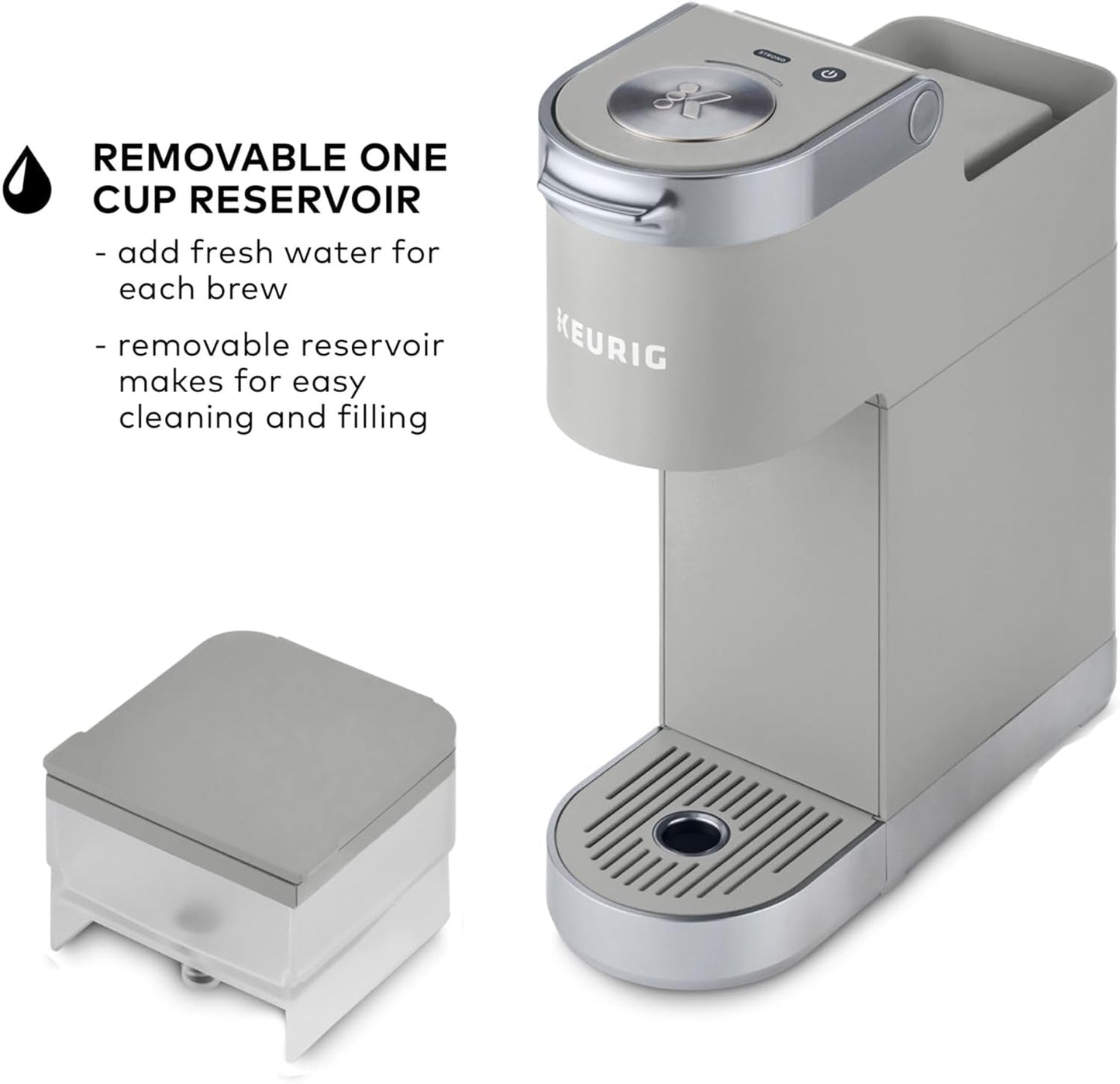 Keurig K-Mini Plus Coffee Maker - Compact & Convenient Single Serve with 6-12oz Brew Sizes, Holds 9 K-Cup Pods, Travel Mug Friendly - Studio Gray