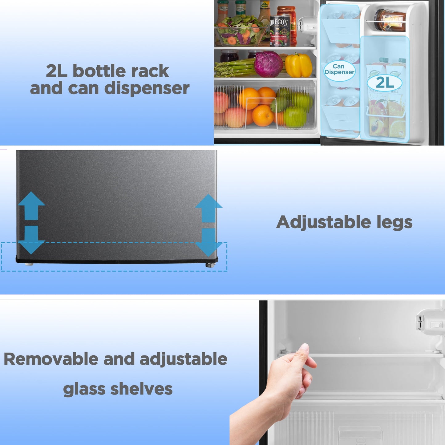 Arctic King 3.2 Cu Ft Two Door Mini Fridge with Freezer, Stainless Steel, E-Star