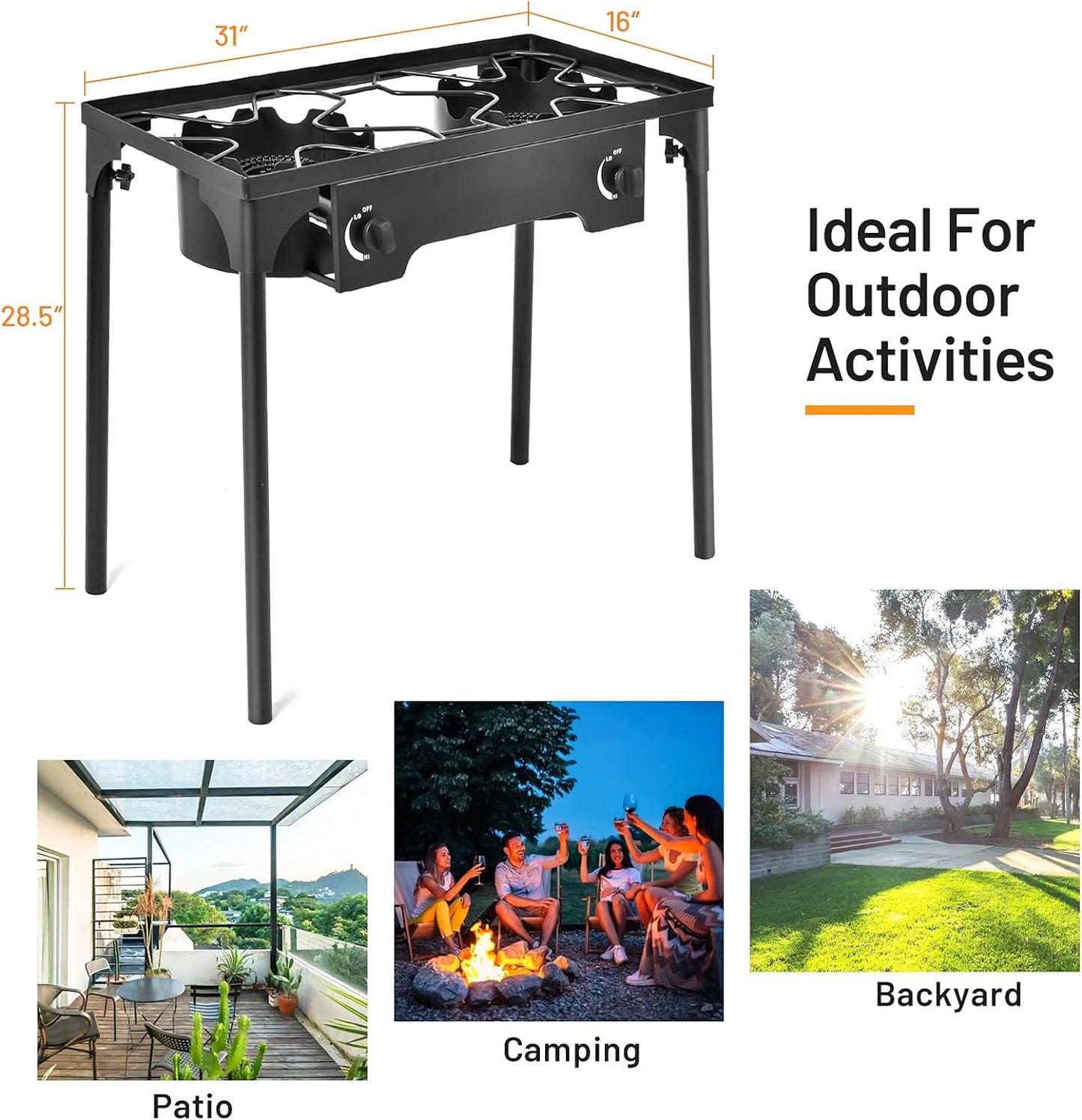 Giantex High-Pressure Outdoor Double Burner Stove - 150,000 BTU Portable Propane Grill for Camping & Picnics