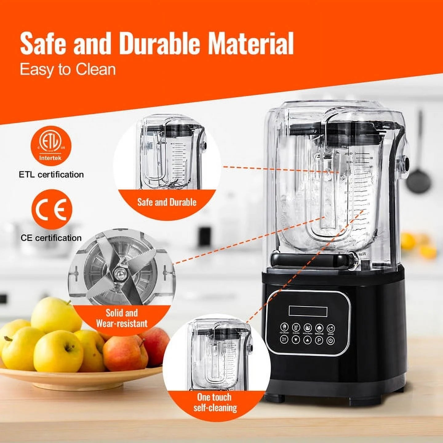 KFFKFF Professional Blender - Ideal for Commercial Use, Countertop Blender for Making 68 Oz Smoothies and Shakes.