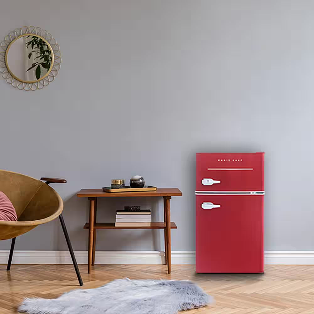Retro 3.2 Cu. Ft. Two-Door Mini Refrigerator in Red