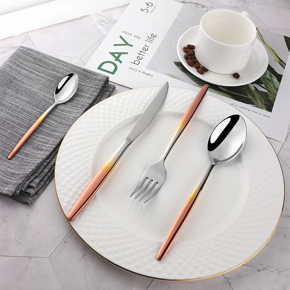 Rainbow Flatware Set Gold Cutlery Sets Stainless Steel Flatware Restaurant Dinnerware Set Tableware Spoon And Fork Set