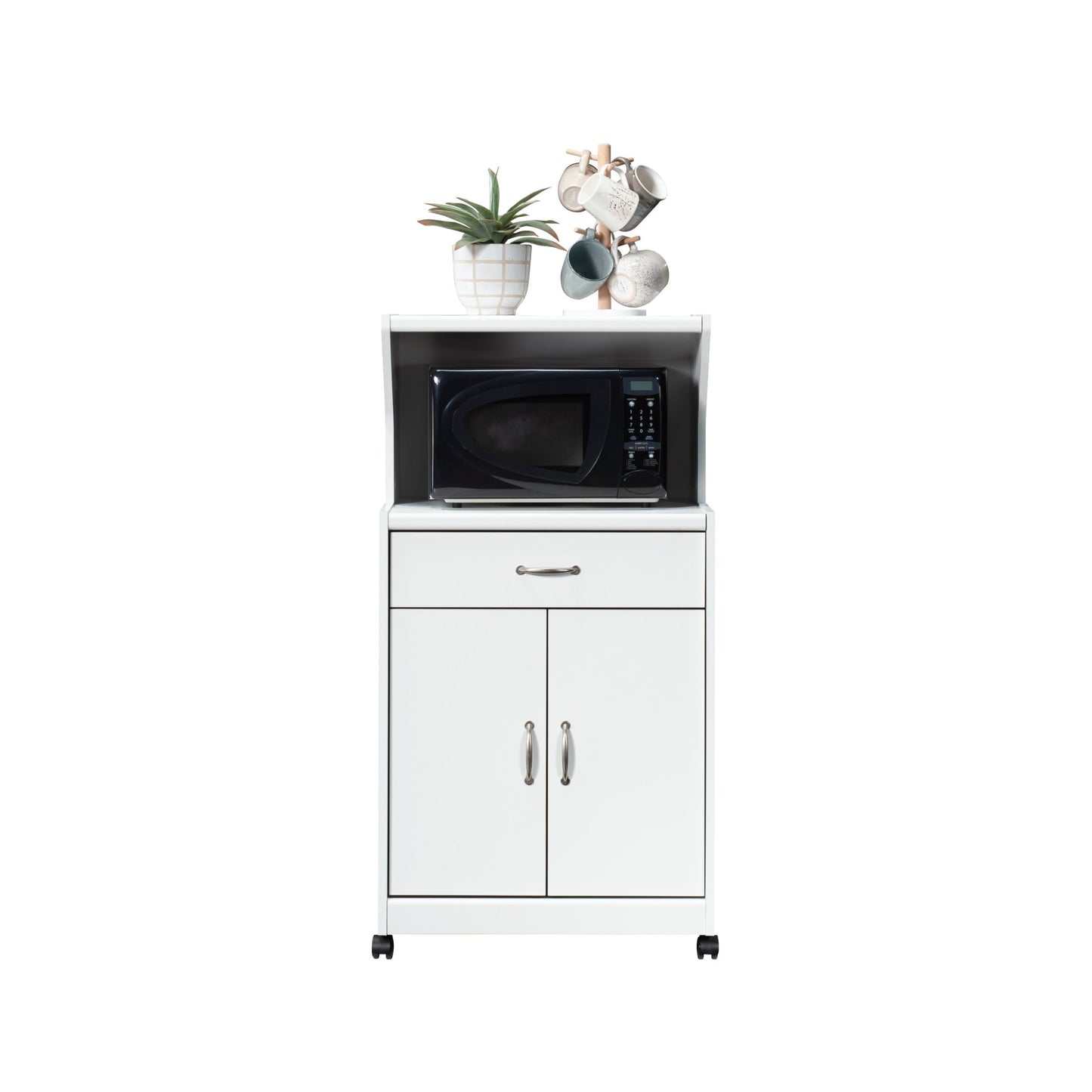 Sauder Kitchen Cart for Microwave in Soft White, Soft White Finish
