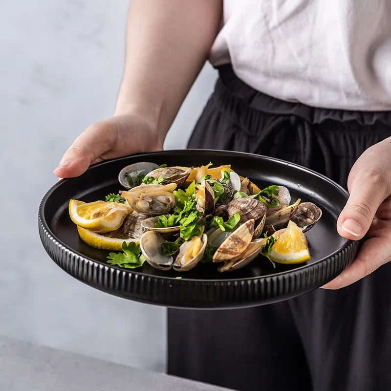 Nordic Ins Styel Ceramic Dinnerwar Matte Glazed Salad Dishes Soup Bowl Dinner Plates Serving Tray For Home Restaurant