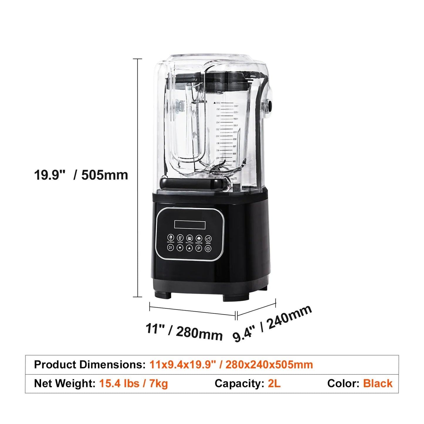 KFFKFF Professional Blender - Ideal for Commercial Use, Countertop Blender for Making 68 Oz Smoothies and Shakes.