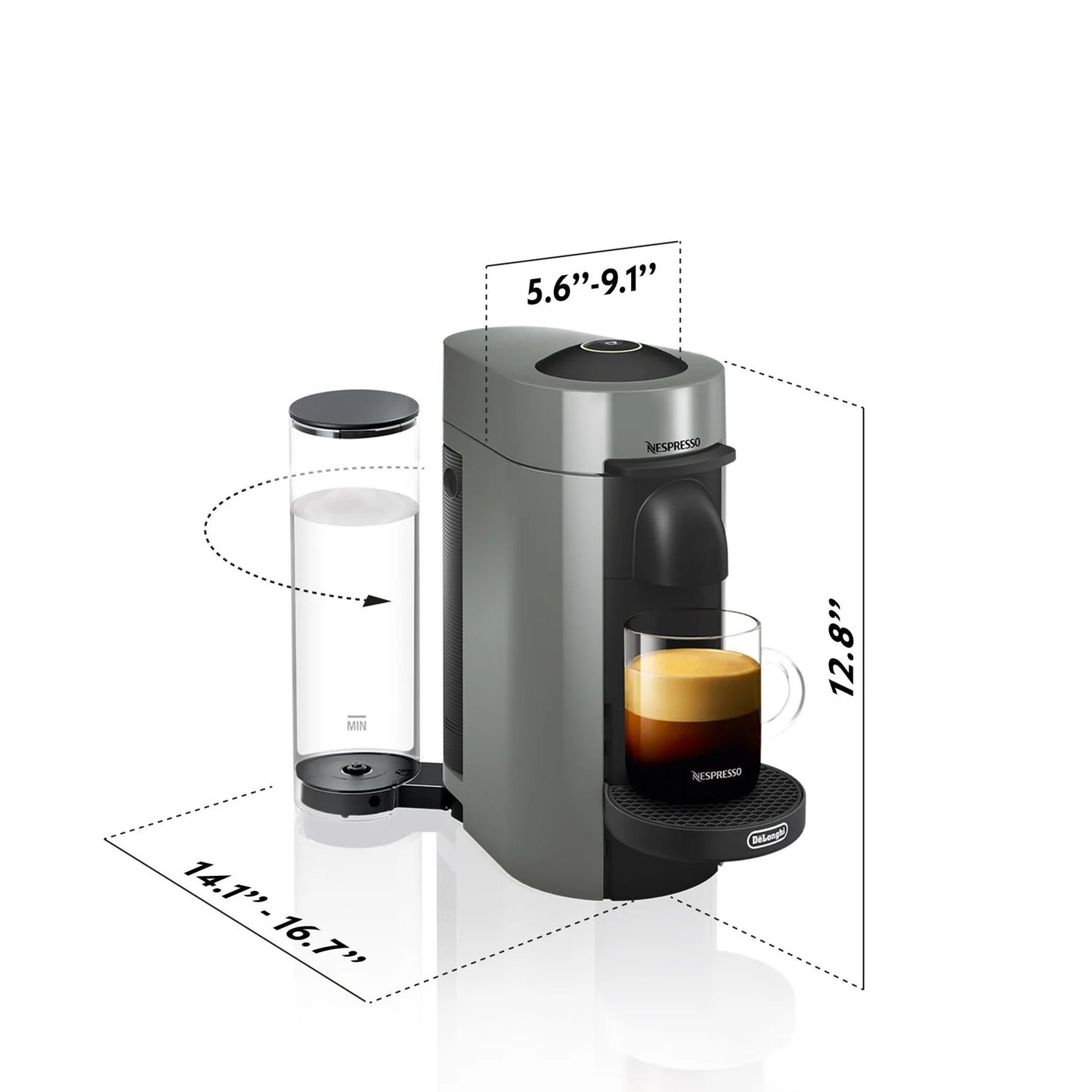 Nespresso New Vertuo plus Coffee and Espresso Machine by De'Longhi, Gray, Single-Serve Brewers