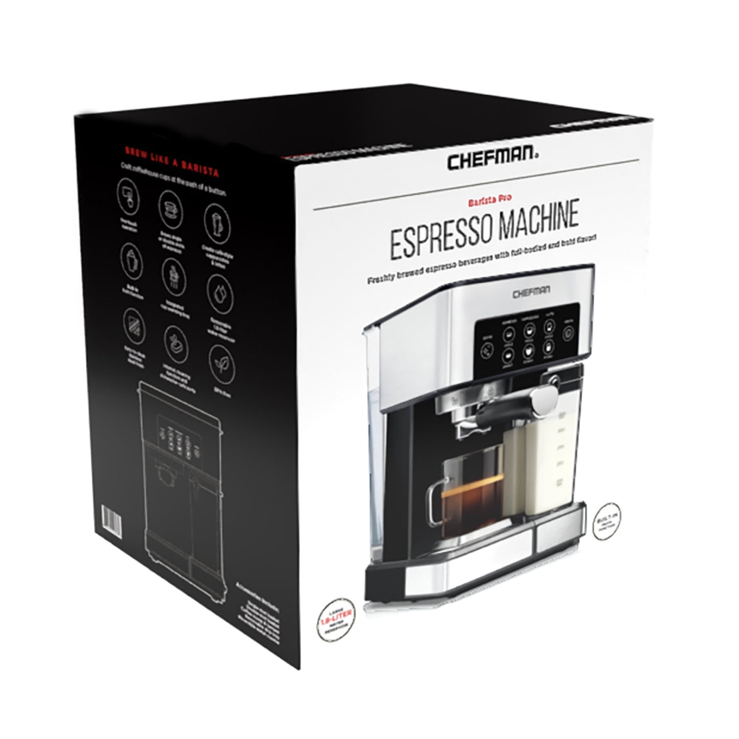 Chefman 1.8L Barista Pro Espresso Machine in Stainless Steel