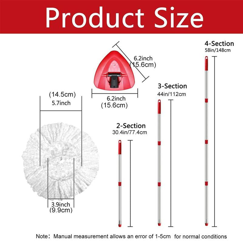 Microfiber Mop Set, 1 Set Including 2 Counts Spin Mop Heads & 1 Count Base & 1 Count Mop Handle, Household Cleaning Tool for Home, Summer for Gift, Cleaning Supplies 2024