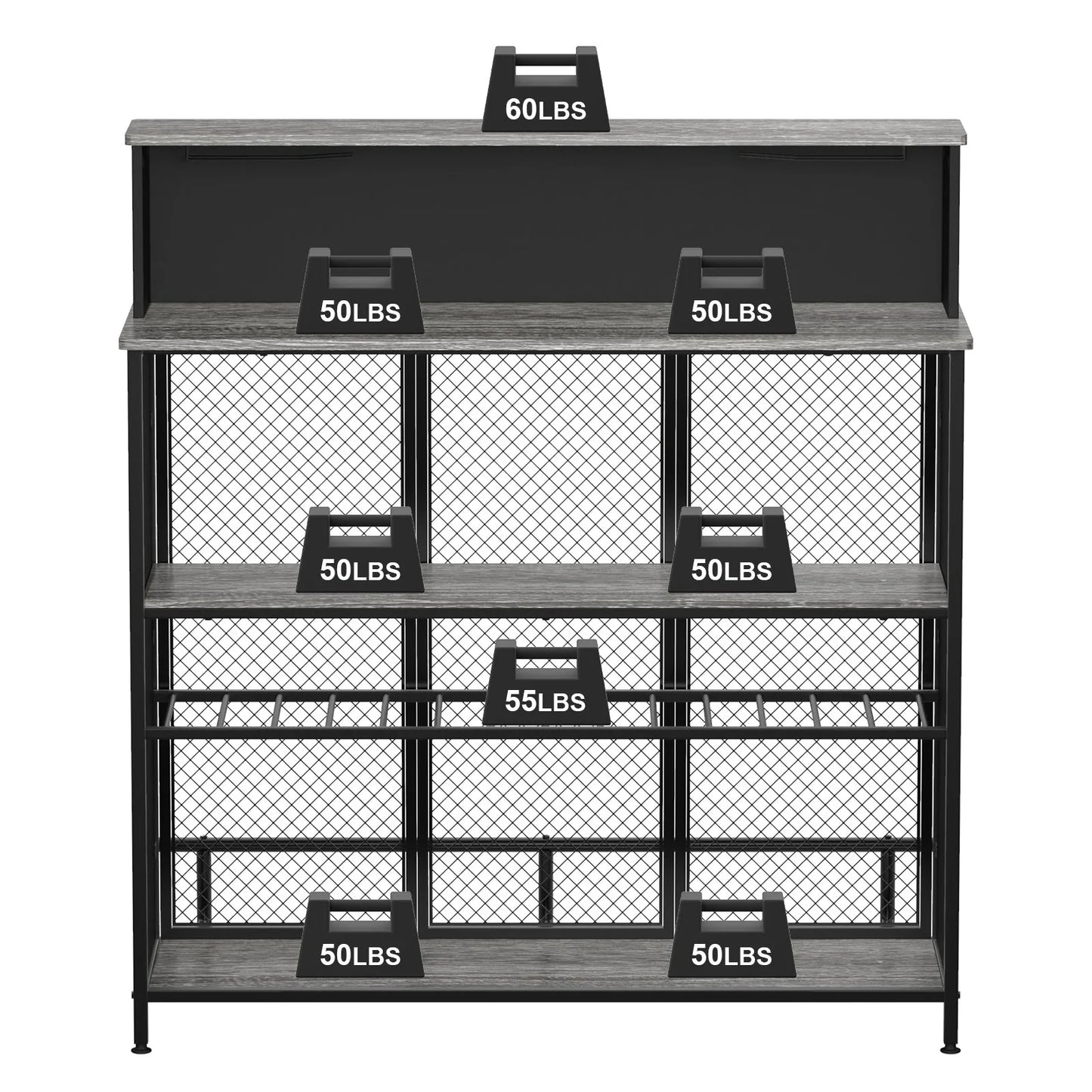 Stylish GDLF Mini Home Bar Cabinet with Storage & Footrest in Wood Gray