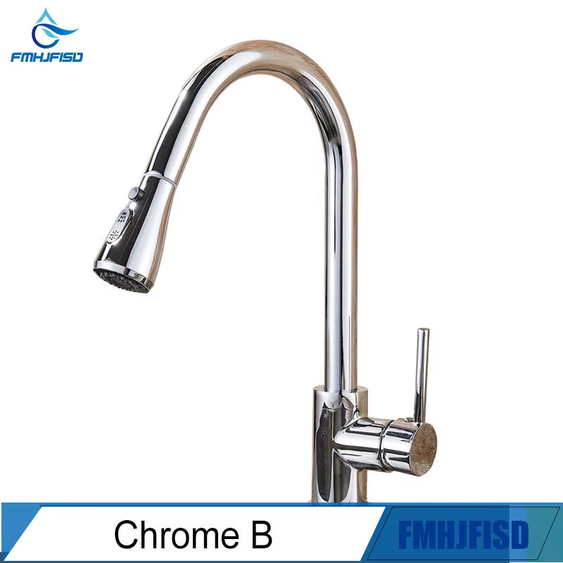 Kitchen Faucet Brushed Gold Pull Out Kitchen Sink Water Tap Single Handle Mixer Tap 360 Rotation Kitchen Shower Faucet