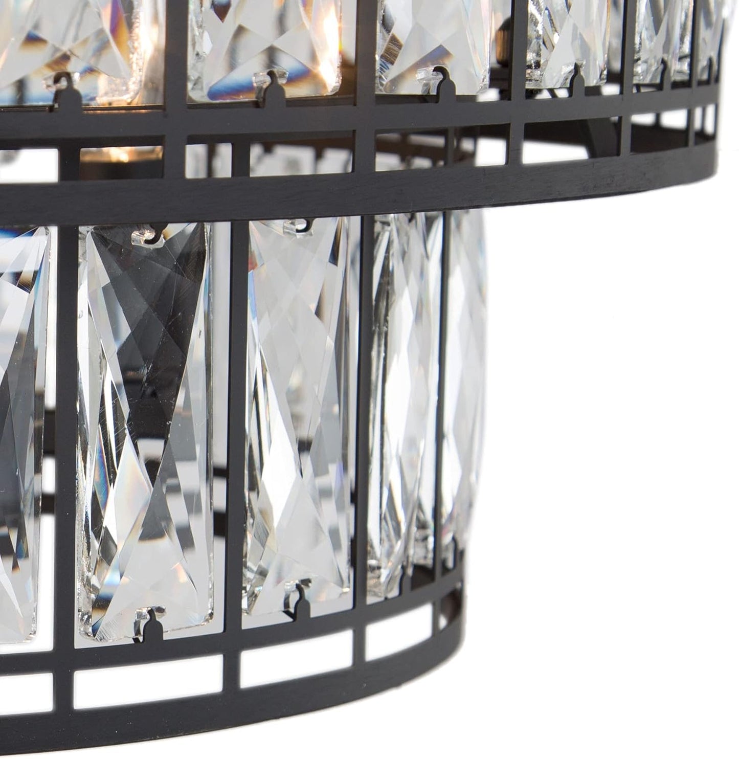 Elegant 4-Light Round Crystal Chandelier for Dining Room and Living Spaces, 2-Tier Design, 15.5" Diameter