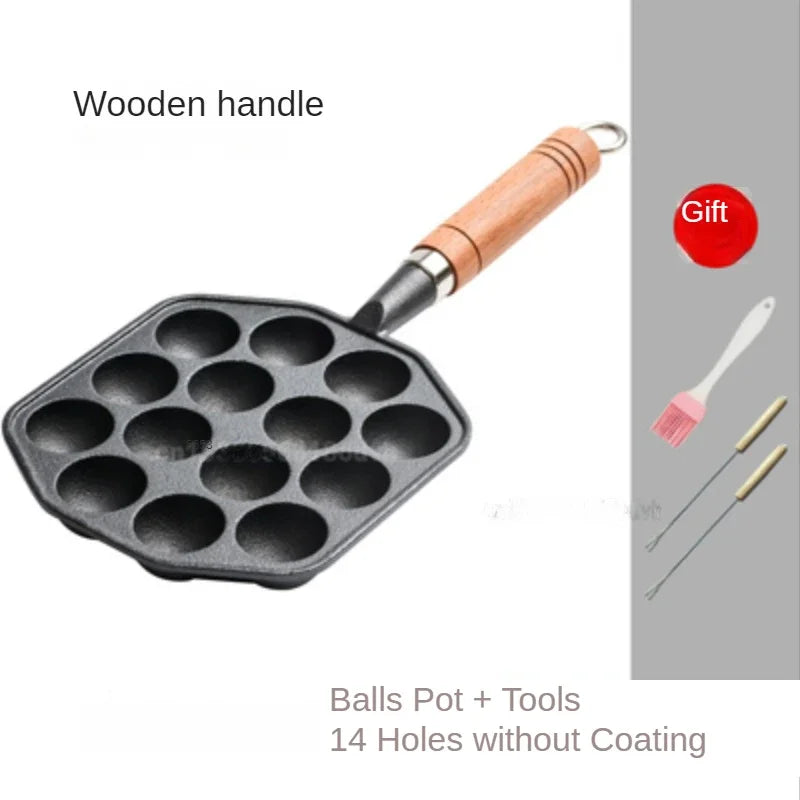 Cast Iron Takoyaki Cake Takoyaki Maker Octopus Small Balls Cast Iron Pan Home Baking Cooking Tools Kitchen Cookware Grill Pan