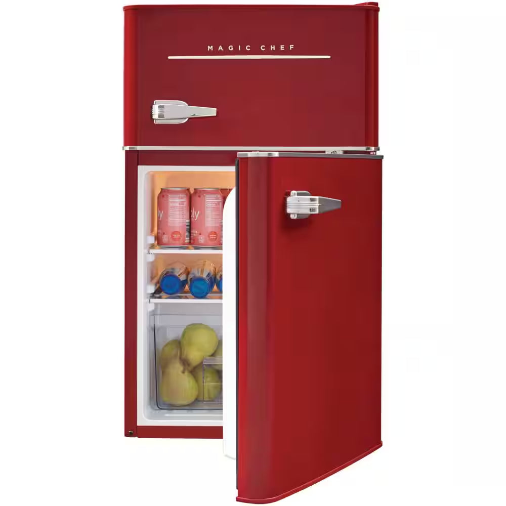 Retro 3.2 Cu. Ft. Two-Door Mini Refrigerator in Red