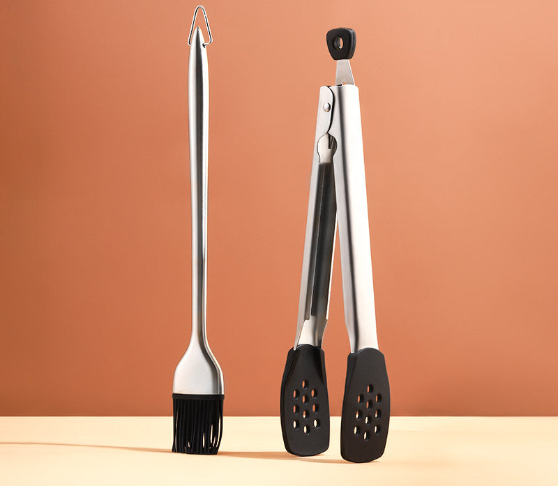 Color: G - 304 Stainless Steel Food Tongs Steak Barbecue Barbecue Bread Cake Food Tongs Silicone Tongs
