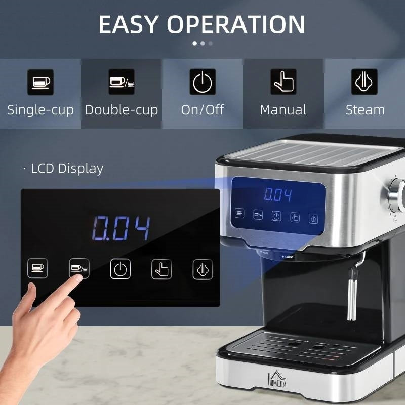 Home Kitchen Coffee Latte Cappuccino Espresso Machine with Milk Frother Wand - Brew Tasty Coffee at Home